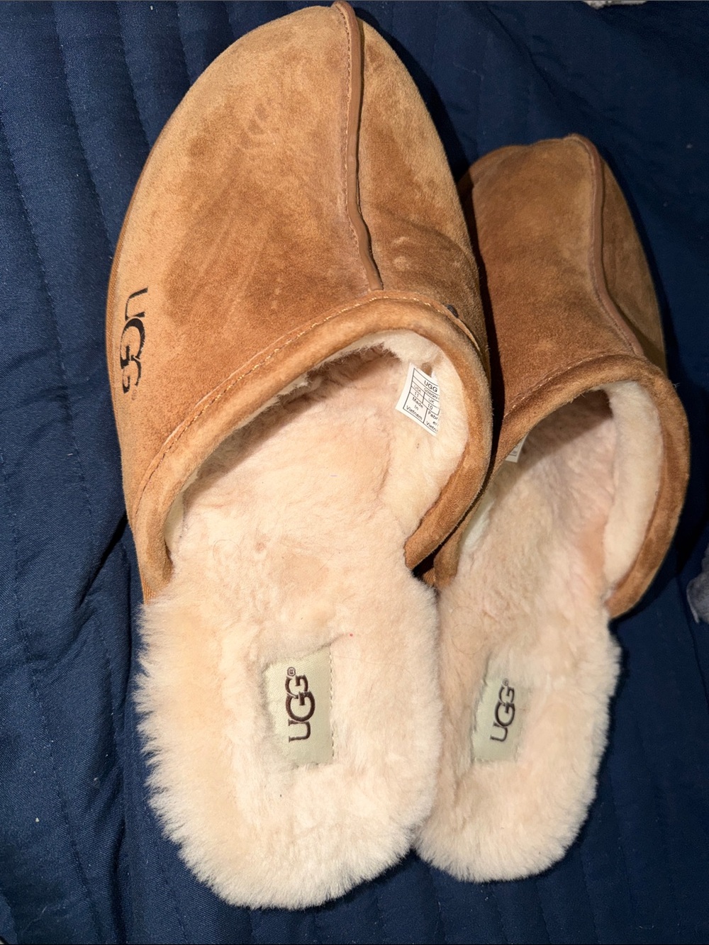 UGG Chestnut Suede Shearling Mule Slippers